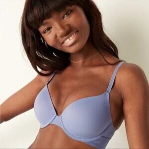Pink Victoria's Secret Lightly lined Smooth Bra Underwire Blue Size 34DD